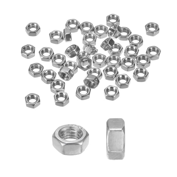 Uxcell 50 Pack Metric Hex Nuts M5 x 0.8mm Thread Stainless Steel Hexagon Nut for Machinery Automotive