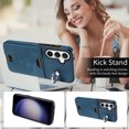 thumbnail image 2 of Classic Wallet Case Compatible with Samsung Galaxy S23 FE for Men Women, with 360° Rotation Finger Ring Kickstand PU Leather Shockproof Phone Cover with Card Slot for Galaxy S23 FE, Blue, 2 of 10