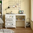 thumbnail image 3 of Finihen Folding Swing Craft Table Storage Shelves Cabinet, Small Home Office Desk Study Writing Table, White, 3 of 11