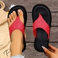 thumbnail image 3 of Rokment Quilted Platform Flip Flops for Woman 2026 Beach Summer Trendy Casual Leather Chunky Flat Dress Slip on Comfortable Walking Backless Sandals Red Size 6, 3 of 7