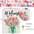 thumbnail image 6 of Welcome Summer Spring Garden Flags for Outside, Tulips Flowers in Mason Jar Yard Decoration, Small Seasonal Outdoor Decor for Wedding Anniversary Farmhouse Holiday,12.5x18 Double Sided, 6 of 6