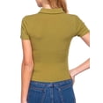 thumbnail image 6 of MixMatchy Women's Junior Fit Solid Short Sleeve Front Button Down Fitted Casual Top, 6 of 6
