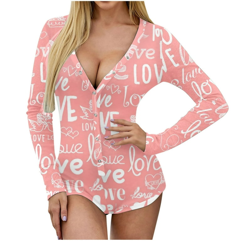 solacol Valentines Day Pajamas Sexy Lingerie for Valentines Day Sexy  Valentines Day Lingerie Women’S Valentines Day Not Positioned Print V-Neck  Long