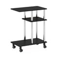 thumbnail image 2 of Furinno TURN-N-TUBE Side Table, 3-Tier C-Shape End Table with Wheels, Toolless Assembly Night Stand, Bedside Table with Open Shelf, for Living Room, Bedroom, Dark Americano/Stainless Steel, 2 of 5