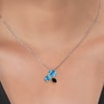 thumbnail image 3 of 925 Silver and 10K Yellow Gold Swiss Blue Topaz and Black Onyx Pendant Necklace for Women (2.70 Cttw, Oval Checkerboard 8X6MM, 7X5MM and 6X4MM, Gemstone November Birthstone, with 18 inch Chain), 3 of 4
