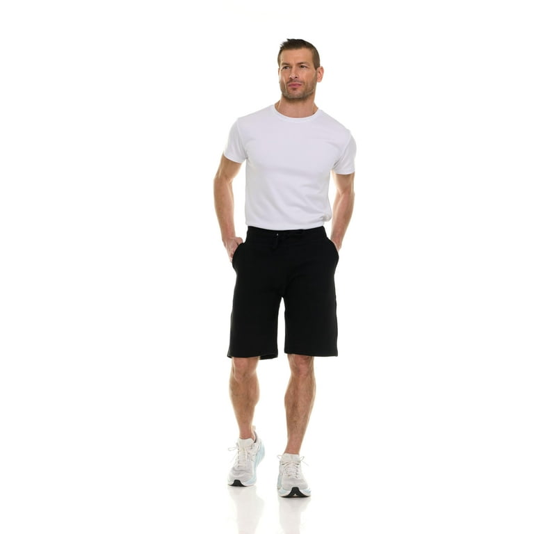 24 Pack Mens Fleece Lined Cotton Shorts, 11 Inch Casual Comfy