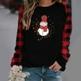 thumbnail image 1 of EQWLJWE T-Shirts Amusants de Bonhomme de Neige de Noël pour Femmes Grande Taille, Imprimé Mignon, T-Shirt Raglan à Manches Longues à Carreaux, Col Rond, T-Shirt Graphique à Carreaux, Hauts, T-Shirts de Noël pour Femmes 2023 Tendance, 1 of 3
