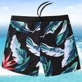 thumbnail image 4 of Guluxicc Men's Swim Trunks Tropical Print Hawaiian Bermuda Shorts Color Block Summer Beach Shorts with Drawstring Breathable Broad Shorts, 4 of 4