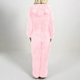 DxhmoneyHX Sherpa Jumpsuit for Women Fuzzy Hooded Buttoned Flap
