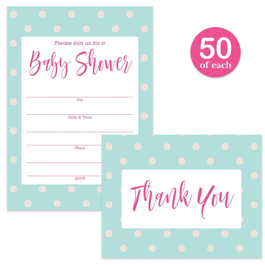 pink and blue baby shower invitations