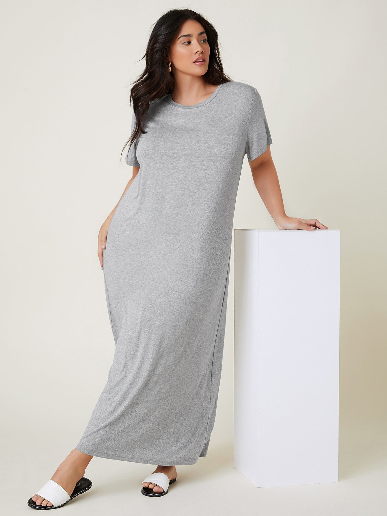 Olrik Clothing Women S Plus Size Marled Knit Tee Dress Walmart Com Walmart Com