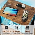thumbnail image 3 of Nightstand with Charging Station, End Table with 2 Fabric Drawers, LED Night Stand for Bedroom, Small Bed Side Table with USB Ports and Outlets for Living Room, Brown, HETS02BR-1, 3 of 5