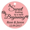thumbnail image 1 of 100 PCS A Sweet Ending To A New Begnning Circle Hang Tags Personalized Wedding Favor Gift Tags, 1 of 1