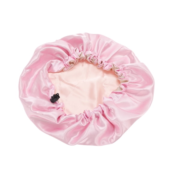 Unique Bargains 1 Pc Women Adjustable Double Layer Shower Cap for Bathroom Hotel Black