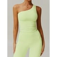 thumbnail image 3 of Women'S One Shoulder Tank Tops Sleeveless Slim Fit Cropped Tee Shirt Y2k Tops Light Yellow Green S, 3 of 8