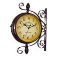thumbnail image 1 of Reloj de pared de doble cara con adorno de , redondo, retro, decorativo, silencioso, para patio, oficina, sala de estar, cafetería, interior, 1 of 9