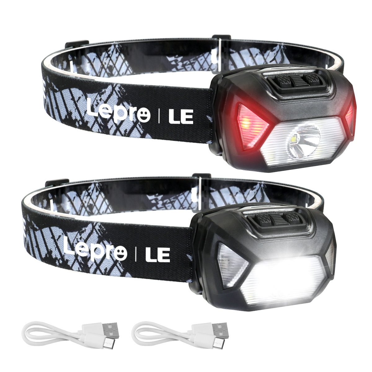 Lepro Rechargeable LED Headlamp 2-Pack, 2000 Lux