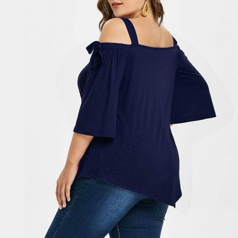 Uaswgudfs Women's Plus Size Off-Shoulder Blouse with