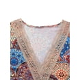 thumbnail image 5 of DYMADE Women Ethnic Style Printed V-Neck Lace Short Sleeve Dress, 5 of 7