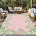 thumbnail image 2 of Pink Leaves Outdoor Rug for Patio/Deck/Porch, Non-Slip Large Area Rug 5 x 7 Ft, Green Summer Botanical Pastoral Indoor Outdoor Rugs Washable Area Rugs, Reversible Camping Rug Carpet Runner, 2 of 8