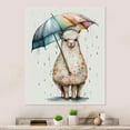 thumbnail image 2 of Designart "Llama Shielded by an Umbrella on a Rainy Day" Animals Llama Metal Wall Art Prints, 2 of 5