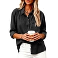 thumbnail image 7 of Luvrsol Button Down Shirt Women Denim Lapel Blouse Long Sleeve Jean Jacket Casual Loose Tops S-2XL, 7 of 7