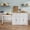 4 doors-White, variant on CBJCBJ Modern Extendable Kitchen Islands on Wheels with Power Outlet, Dining Table Cart with 2 Doors Storage, White