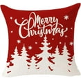 thumbnail image 2 of Set of 4 Christmas Throw Pillow Covers Snowflake Let It Snow Baby It''s Cold Outside Oh Holy Night Jesus Square Cotton Linen Cushion Case Farmhouse Sofa Home Decor 18 Inches (1-Red), 2 of 6