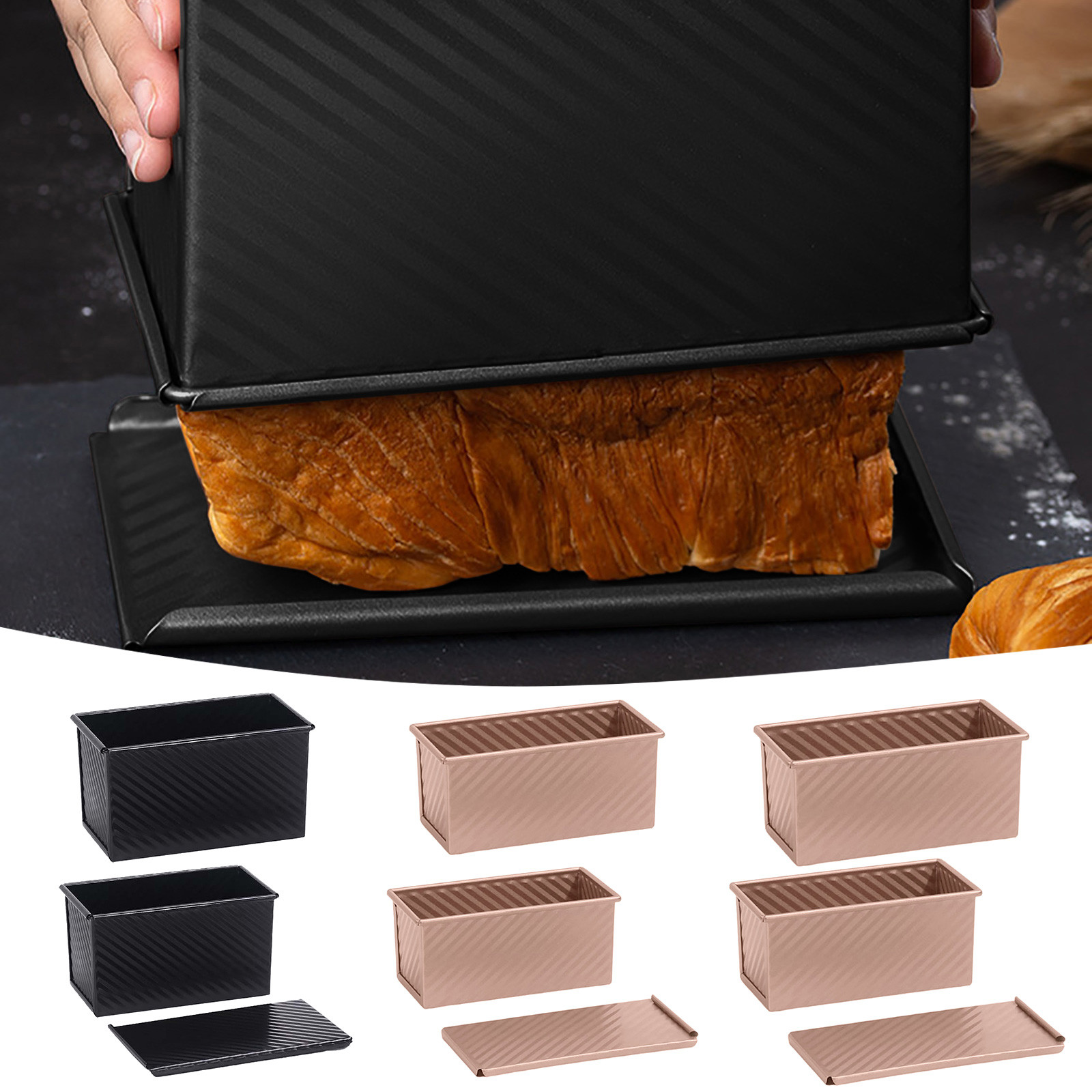 Zizocwa Steel Loaf Pan with Lid Non-Stick Bread Box Carbon Steel Bread ...