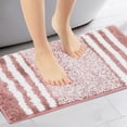 thumbnail image 2 of REGALWOVEN Bathroom Rug Mat, Extra Soft and Absorbent Microfiber Bath Rugs Fluffy Striped Non Slip Floor Mat Rosy Brown 16" x 24", 2 of 6