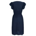 thumbnail image 4 of UPPADA Womens Summer V-Neck Ruffle Cap Sleeve Dress Casual Shift Mini Dress Summer Dresses A Line Smock Short Dress Navy,M, 4 of 7