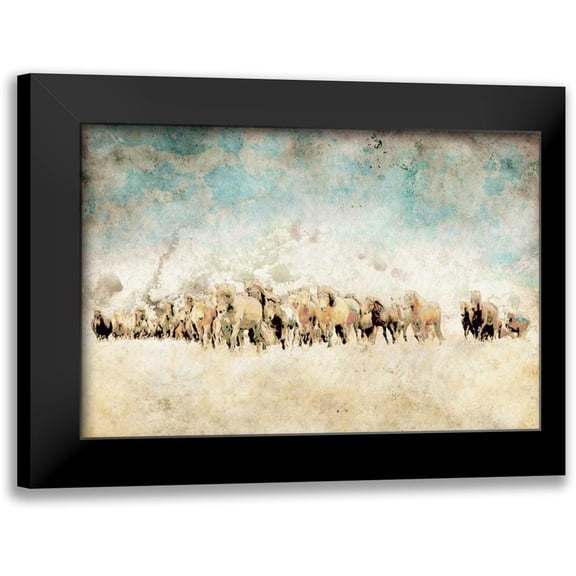 Mabat, Ynon 14x11 Black Modern Framed Museum Art Print Titled - Roaming Horses