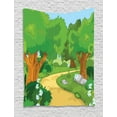 thumbnail image 1 of Forest Tapestry, Children Cartoon Environment Woodland Park with Pathway Blossoming Flowers and Trees, Wall Hanging for Bedroom Living Room Dorm Decor, 60W X 80L Inches, Multicolor, by Ambesonne, 1 of 2