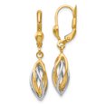 thumbnail image 1 of 14k Two Tone Gold Dangle Leverback Earrings Drop, 1 of 7