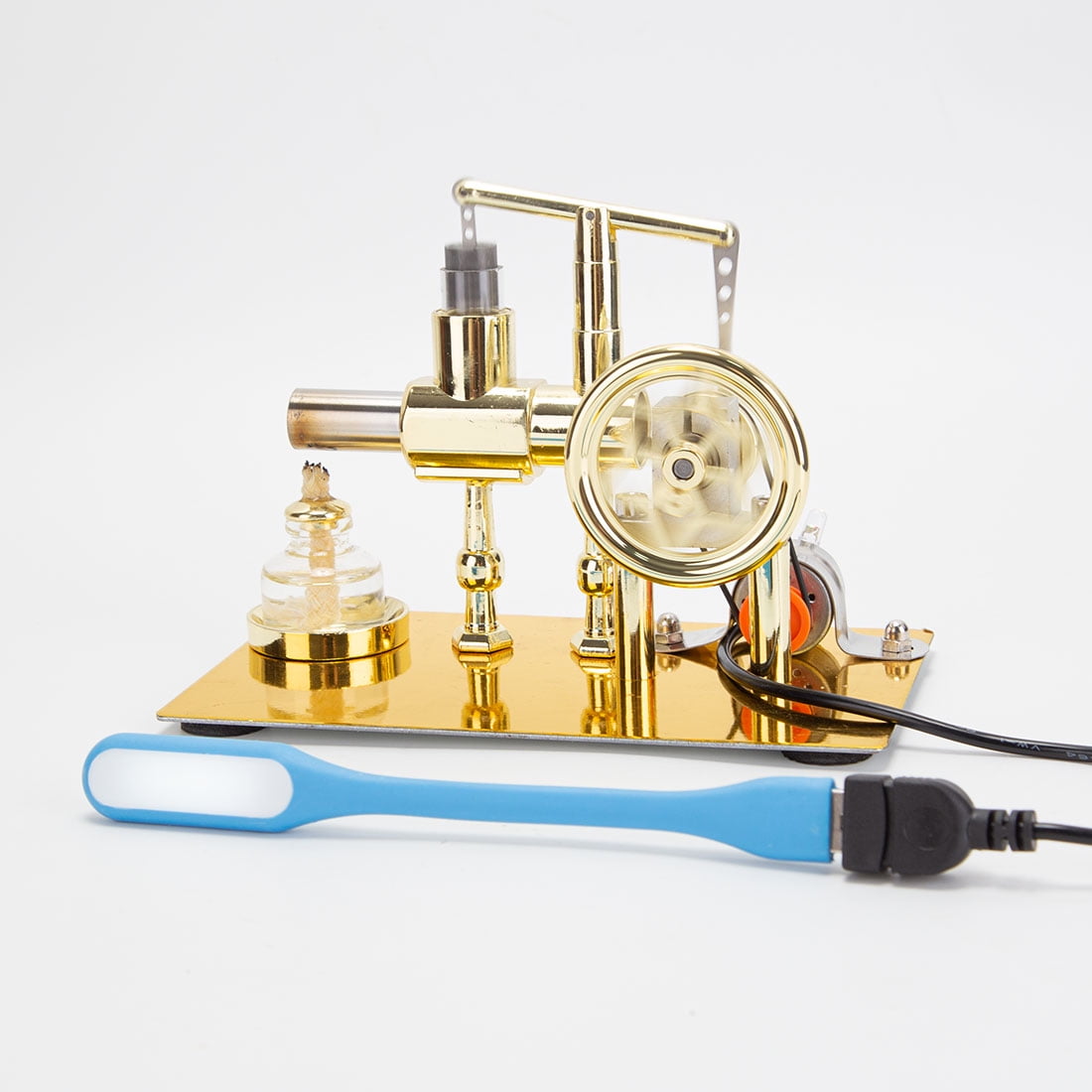 ENJOMOR Hot Air Stirling Engine Model, Balance Single-Cylinder Engine with USB Light, Heat Powered Mechanical Engine for Desktop Science Display and Home Decor, Adults & Collectors