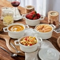 thumbnail image 3 of Lareina Mini Cocotte - 12oz Ceramic Casserole Dishes - Kitchen Casserole Sets With Handles And Lid - Small Baking Ramekins - Oven, Microwave & Dishwasher Safe - Set of 4 - White, 3 of 9