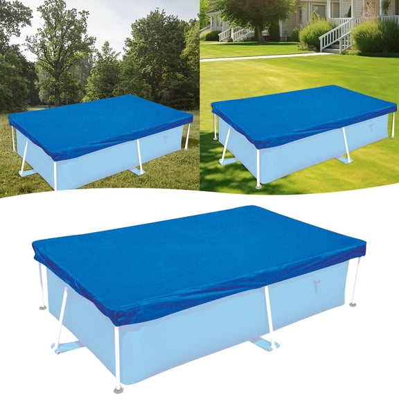 Swimming Pool Cover, 3 Sizes Rectangle Pool Cover Above Ground with Ropes Durable Dustproof Rainproof Pool Cover for Inflatable Home Pool