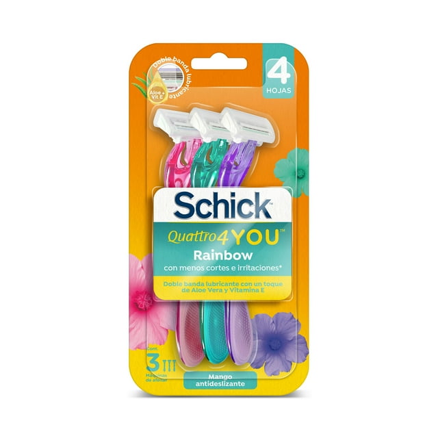 Rastrillo Schick Quattro4 You Rainbow con Alore vera y Vitamina E