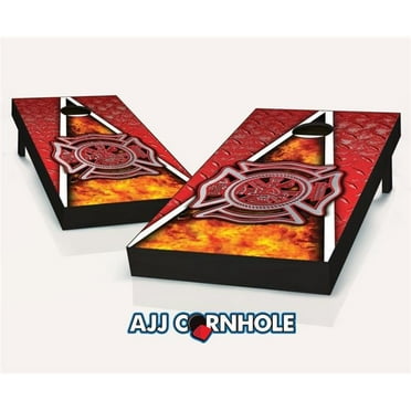 AJJCornhole 107-Fireman Fireman Theme Cornhole Set with Bags - 8 x 24 x 48 in.
