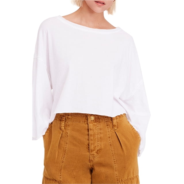 Free People - Camiseta básica para mujer, color blanco, talla mediana