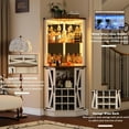 thumbnail image 4 of Farmhouse Corner Bar Cabinet, Modern Freestanding Wood Cabinet with Storage and Wine Holder, Tall Display Bar Cabinet with LED Lights and Mirror, White, 4 of 7