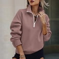 thumbnail image 2 of Domzest Womens Quarter Zip Pullover Long Sleeve Oversized Fleece Sweatshirts Trendy Collared Pullover Tops Daily Outfits Coffee S, 2 of 7