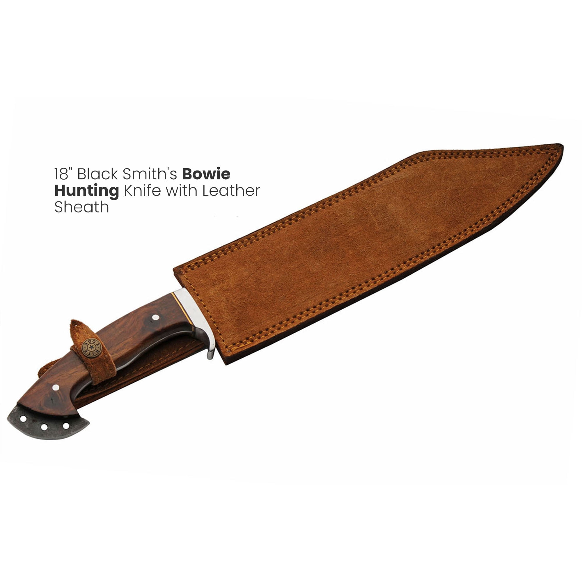 SZCO 18 Inch Black Smith's Bowie Knife Forged Carbon Steel Blade Wood Handle With Mosaic Pin Outdoor Hunting Knife With Sheath