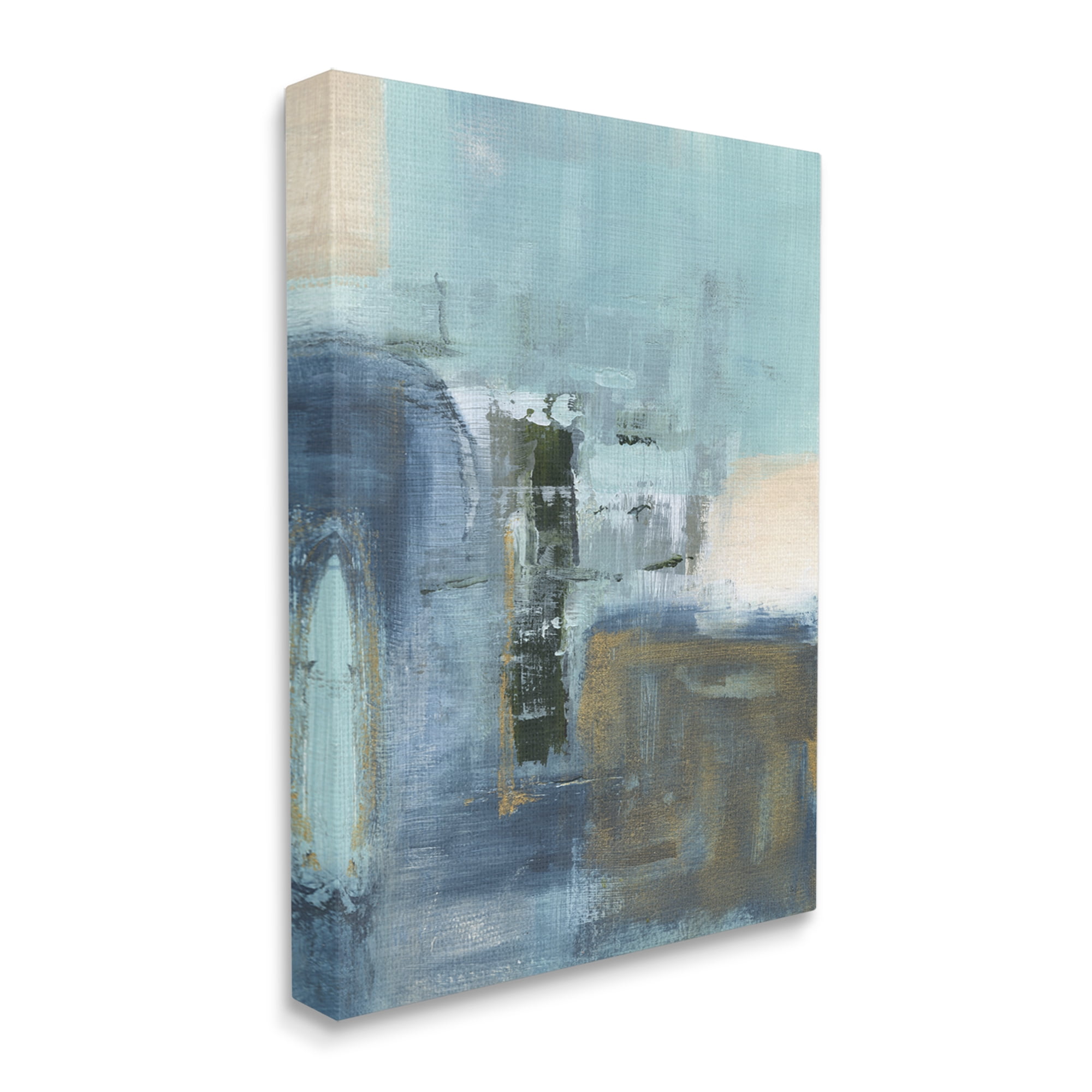 Stupell Industries Blue Abstract Painting Abstract Painting Gallery Wrapped Canvas Art Print Wall Art, 16 x 20