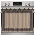 Brown Geometric Kitchen Oven Curtain, Black Greek Key Design Abstract ...