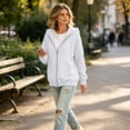 thumbnail image 6 of UDAUDU Zip Up Hoodies for Women Fall Winter Casual Sweatshirts Zipper Fashion Comfortable Oversized Lightweight Cute Jackets with Pockets White S, 6 of 8