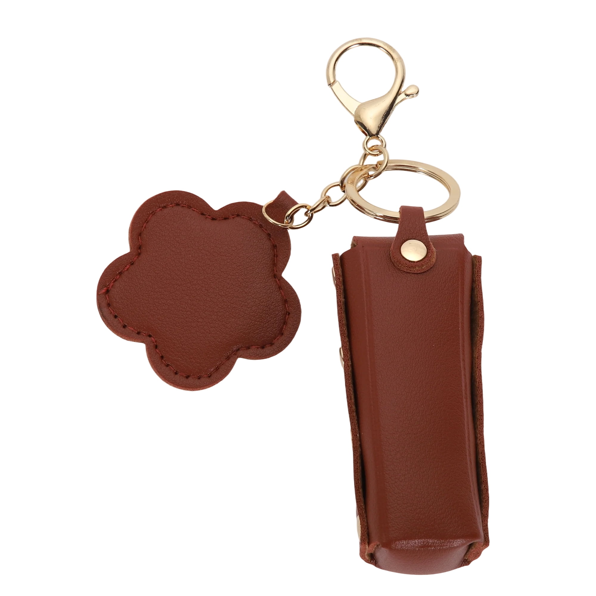 Unique Bargains Durable Flower Mirror Handbag Charms Keychains 1 Piece Brown