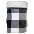 thumbnail image 2 of Cuddle Duds Black & White Buffalo Plaid Sherpa Fleece Micro Plush Throw Blanket, 2 of 4