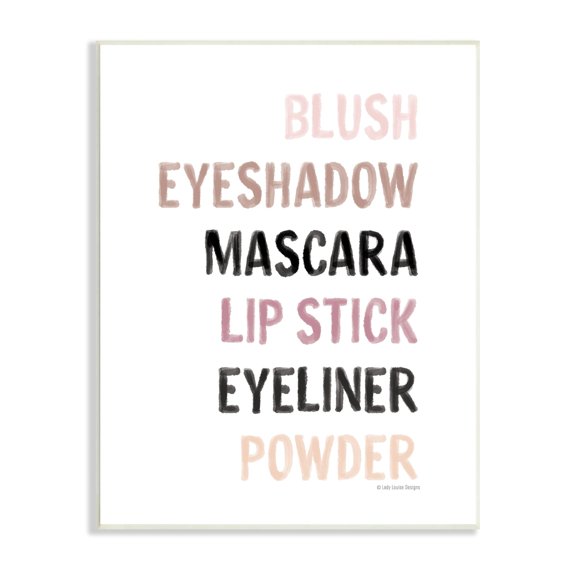 Stupell Industries Makeup To-Do List Blush Mascara Lip Stick Blush,13 x 19, Design by Lady Louise Designs