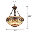 thumbnail image 5 of CHLOE Serenity Tiffany 3 Light Victorian Inverted Ceiling Pendant 18" Shade, 5 of 5